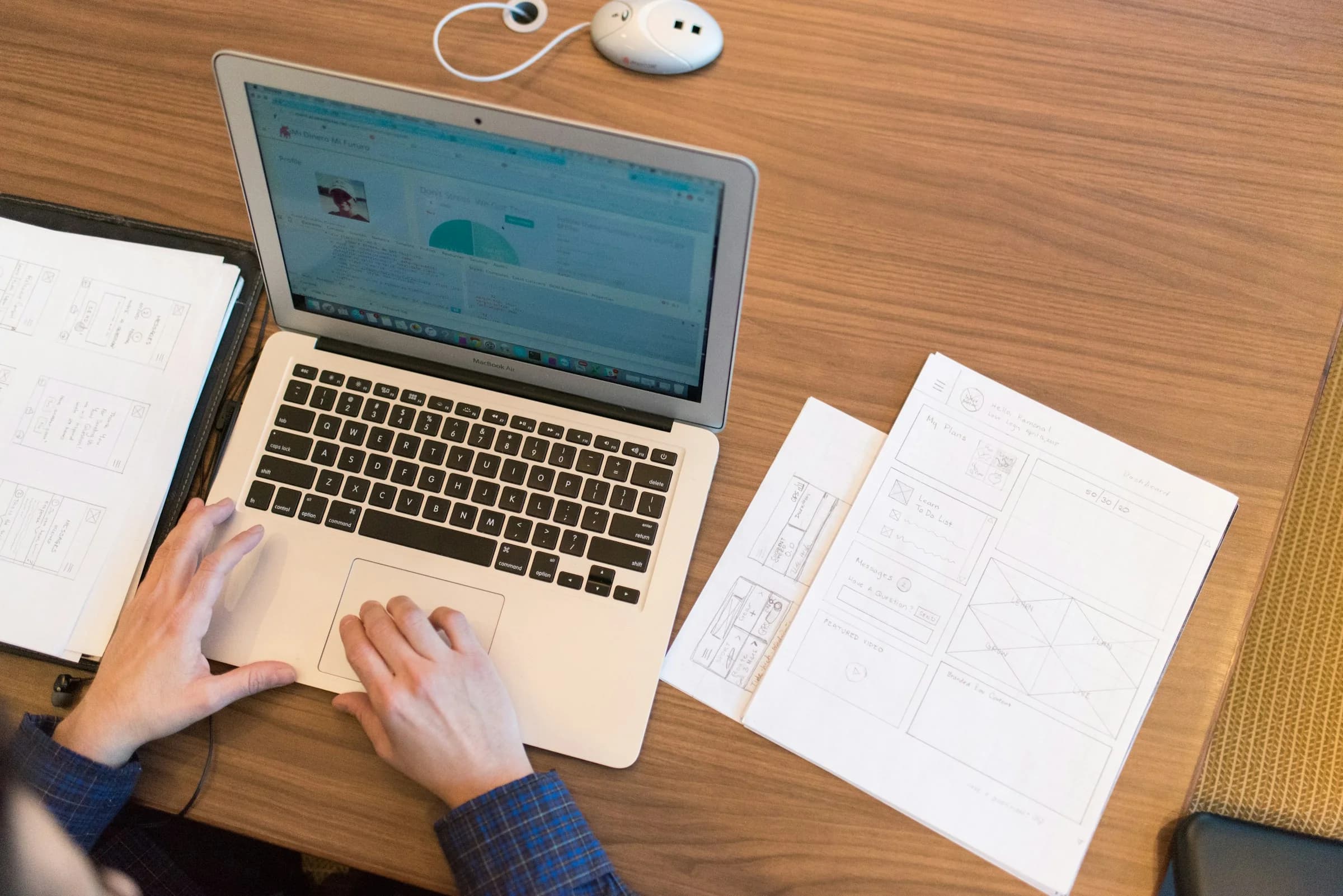 Professional workspace showing business automation planning and development